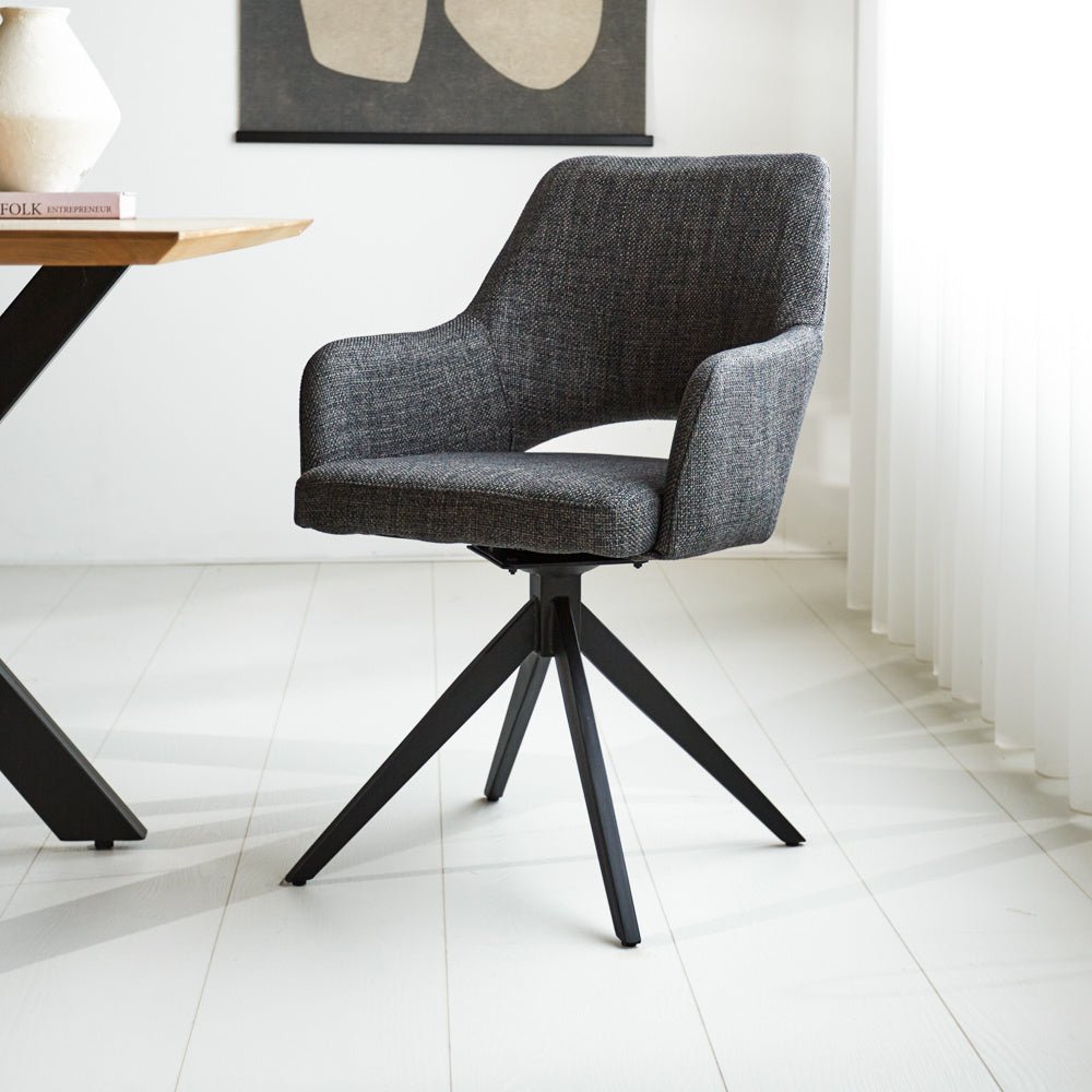Dining room chair Sid Dimehouse Anthracite LxWxH 59x56x53 Fabric Atmospheric photo diagonal front view