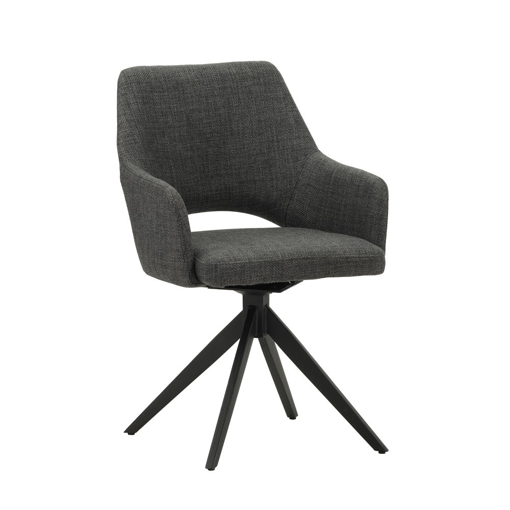 Dining room chair Sid Dimehouse Anthracite LxWxH 59x56x53 Fabric White photo diagonal front view