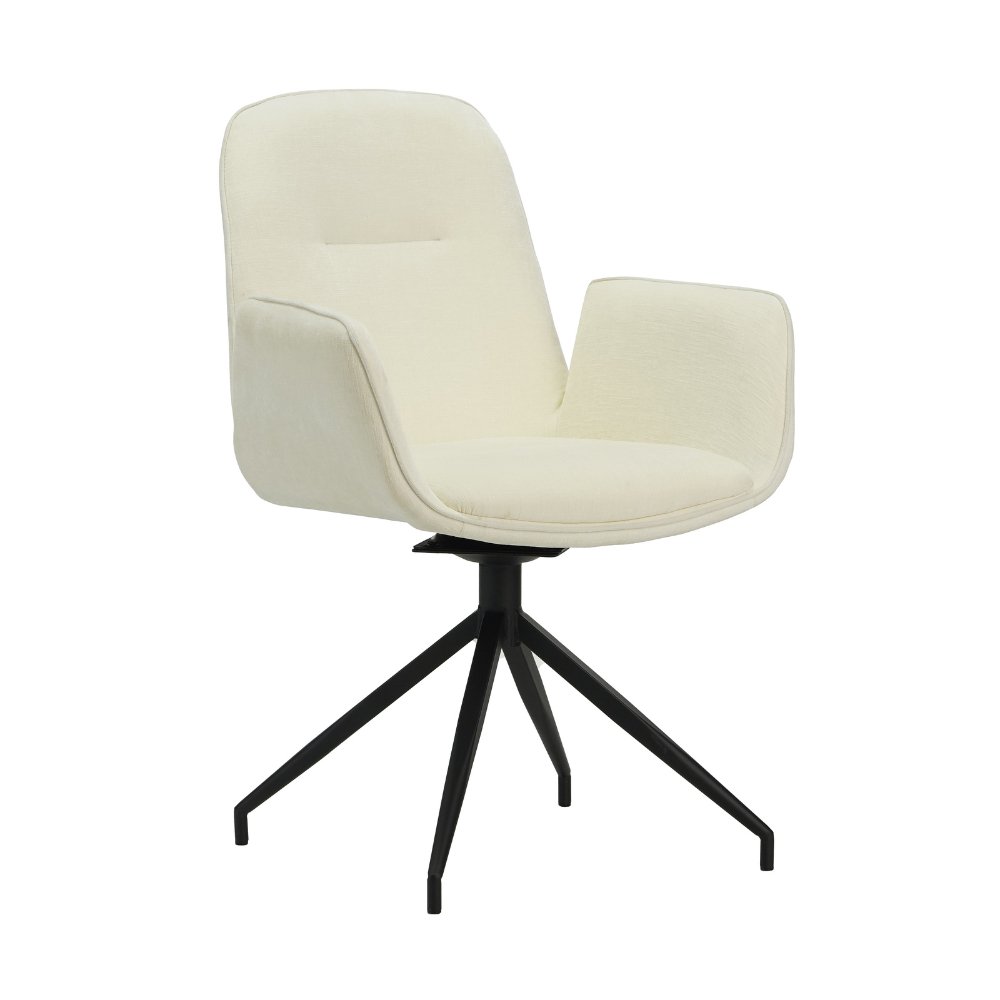Nela dining room chair Dimehouse White LxWxH 64x64x52 Fabric White photo diagonal front view