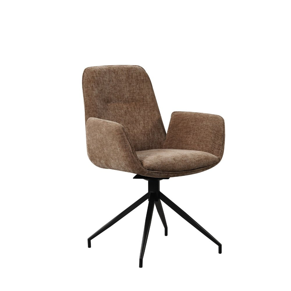 Nela dining room chair Dimehouse Taupe LxWxH 64x64x52 Fabric White photo diagonal front view