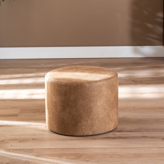 Eco-leather pouf Kyla beige Eco-leather