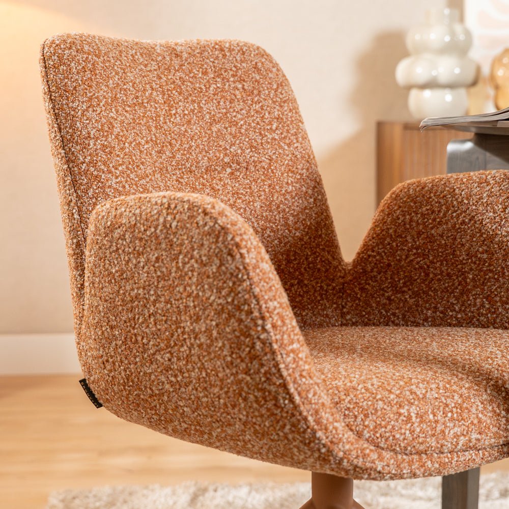 Eetkamerstoel Alex draaibaar bouclé terracotta Bouclé