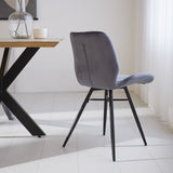 Dining room chair Beau velvet Dimehouse Anthracite LxWxH 71x67x49 Fabric Atmospheric photo side view