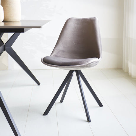 Dining room chair Jace Dimehouse Anthracite LxWxH 71x59x52 Fabric Atmospheric photo diagonal front view