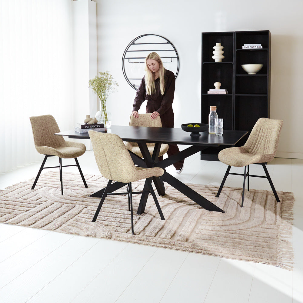 Dining room chair Jada Chenille Dimehouse White LxWxH 79x57x53 Fabric Atmospheric photo in situation