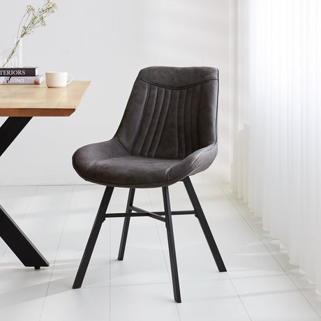 Dining room chair Jada Ecoleather Dimehouse Anthracite LxWxH 79x57x53 Eco leather Atmospheric photo diagonal front view