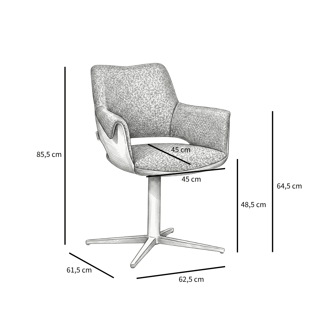 Eetkamerstoel Jules draaibaar bouclé taupe Bouclé