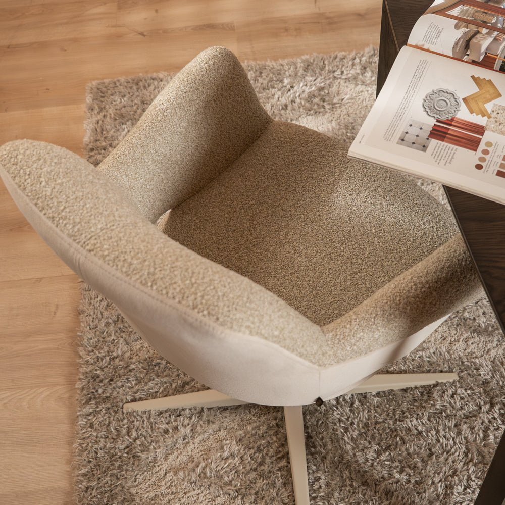 Eetkamerstoel Jules draaibaar bouclé taupe Bouclé