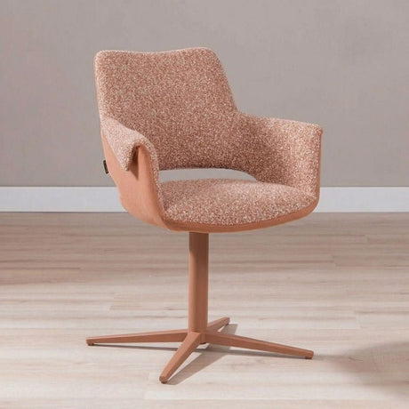 Eetkamerstoel Jules draaibaar bouclé terracotta Bouclé