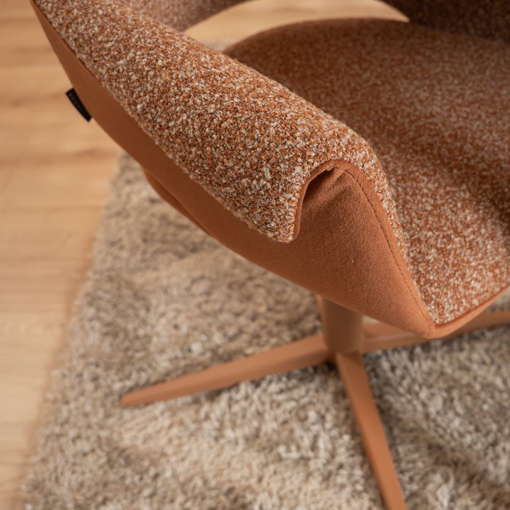 Eetkamerstoel Jules draaibaar bouclé terracotta Bouclé