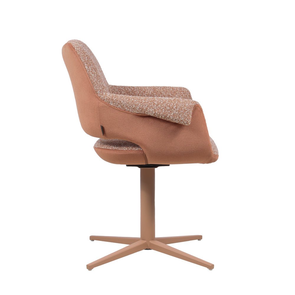 Eetkamerstoel Jules draaibaar bouclé terracotta Bouclé
