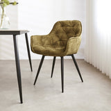 Dining room chair Audrey Dimehouse Green LxWxH 71x68x49 Fabric Atmospheric photo diagonal front view