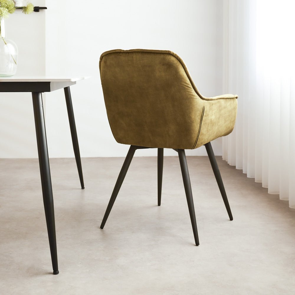 Dining room chair Audrey Dimehouse Green LxWxH 71x68x49 Fabric Atmospheric photo diagonal rear view