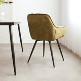 Dining room chair Audrey Dimehouse Green LxWxH 71x68x49 Fabric Atmospheric photo diagonal rear view
