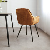 Dining room chair Audrey Dimehouse Yellow LxWxH 71x68x49 Fabric Atmospheric photo diagonal rear view
