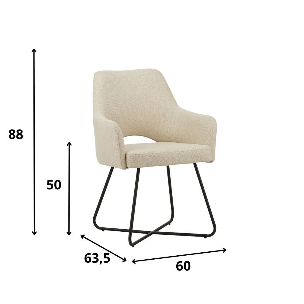 Dining room chair Suzy Dimehouse White LxWxH 64x61x53 Fabric White photo size indication