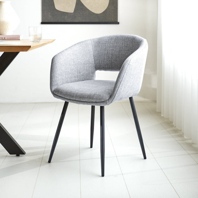 Dining room chair Don Dimehouse Light gray LxWxH 60x56x56 Fabric Atmospheric photo diagonal front view