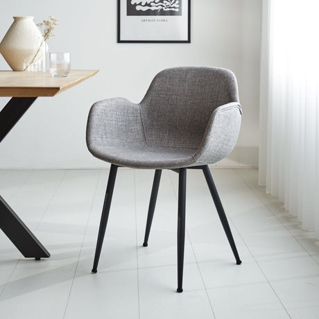 Dining room chair Mick Dimehouse Gray LxWxH 64x62x59 Fabric Atmospheric photo diagonal front view