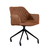 Dining room chair with wheels Levi cognac eco-leather - image 5