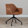 Dining room chair with wheels Levi cognac eco-leather - image 1