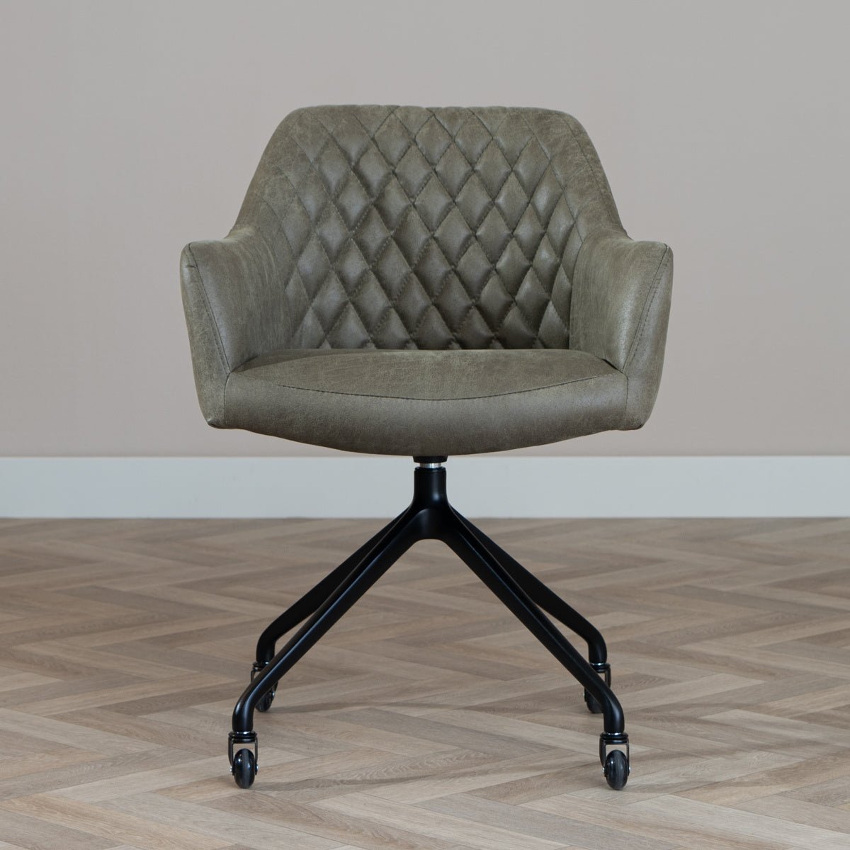 Dining room chair with wheels Levi olive green eco-leather - image 2