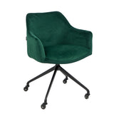Dining room chair with wheels Quinn dark green velvet - image 5