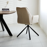 Dining room chair Novan bouclé Dimehouse Beige LxWxH 67x59x57 Fabric Atmospheric photo diagonal rear view