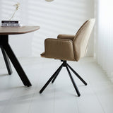 Dining room chair Novan bouclé Dimehouse Taupe LxWxH 67x59x57 Fabric Atmospheric photo side view