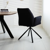 Dining room chair Novan bouclé Dimehouse Black LxWxH 67x59x57 Fabric Atmospheric photo diagonal rear view