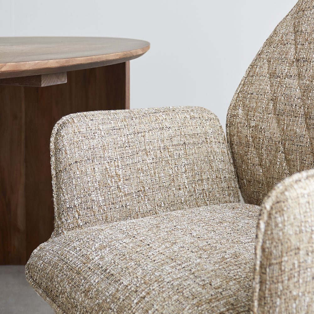 Dining room chair Novan chenille Dimehouse Beige LxWxH 71x64x56 Fabric Detail photo of fabric