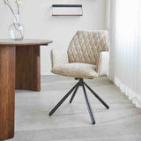 Dining room chair Novan chenille Dimehouse Beige LxWxH 71x64x56 Fabric Atmospheric photo diagonal front view