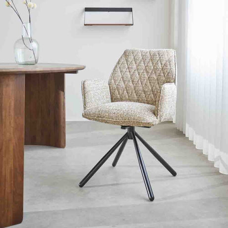 Dining room chair Novan chenille Dimehouse Beige LxWxH 71x64x56 Fabric Atmospheric photo diagonal front view