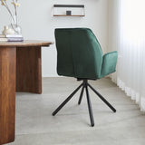 Dining room chair Novan velvet Dimehouse Green LxWxH 71x64x56 Fabric Atmospheric photo diagonal rear view
