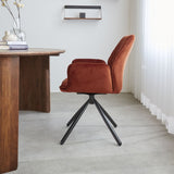 Dining room chair Novan velvet Dimehouse Copper LxWxH 71x64x56 Fabric Atmospheric photo side view