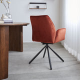 Dining room chair Novan velvet Dimehouse Copper LxWxH 71x64x56 Fabric Atmospheric photo diagonal rear view