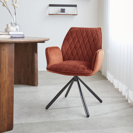 Dining room chair Novan velvet Dimehouse Copper LxWxH 71x64x56 Fabric Atmospheric photo diagonal front view