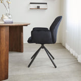 Dining room chair Novan velvet Dimehouse Black LxWxH 71x64x56 Fabric Atmospheric photo side view