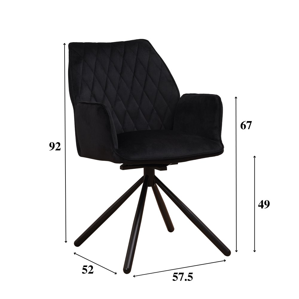 Dining room chair Novan velvet Dimehouse Black LxWxH 71x64x56 Fabric White photo size indication