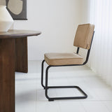Dining room chair Remo ribbed fabric Dimehouse Brown LxWxH 56x55x51 Rib fabric Atmospheric photo side view