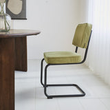 Dining room chair Remo ribbed fabric Dimehouse Green LxWxH 56x55x52 Rib fabric Atmospheric photo side view