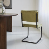 Dining room chair Remo ribbed fabric Dimehouse Green LxWxH 56x55x52 Rib fabric Atmospheric photo diagonal rear view