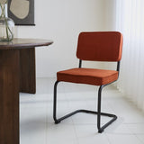 Dining room chair Remo ribbed fabric Dimehouse Rust LxWxH 56x55x52 Rib fabric Atmospheric photo diagonal front view