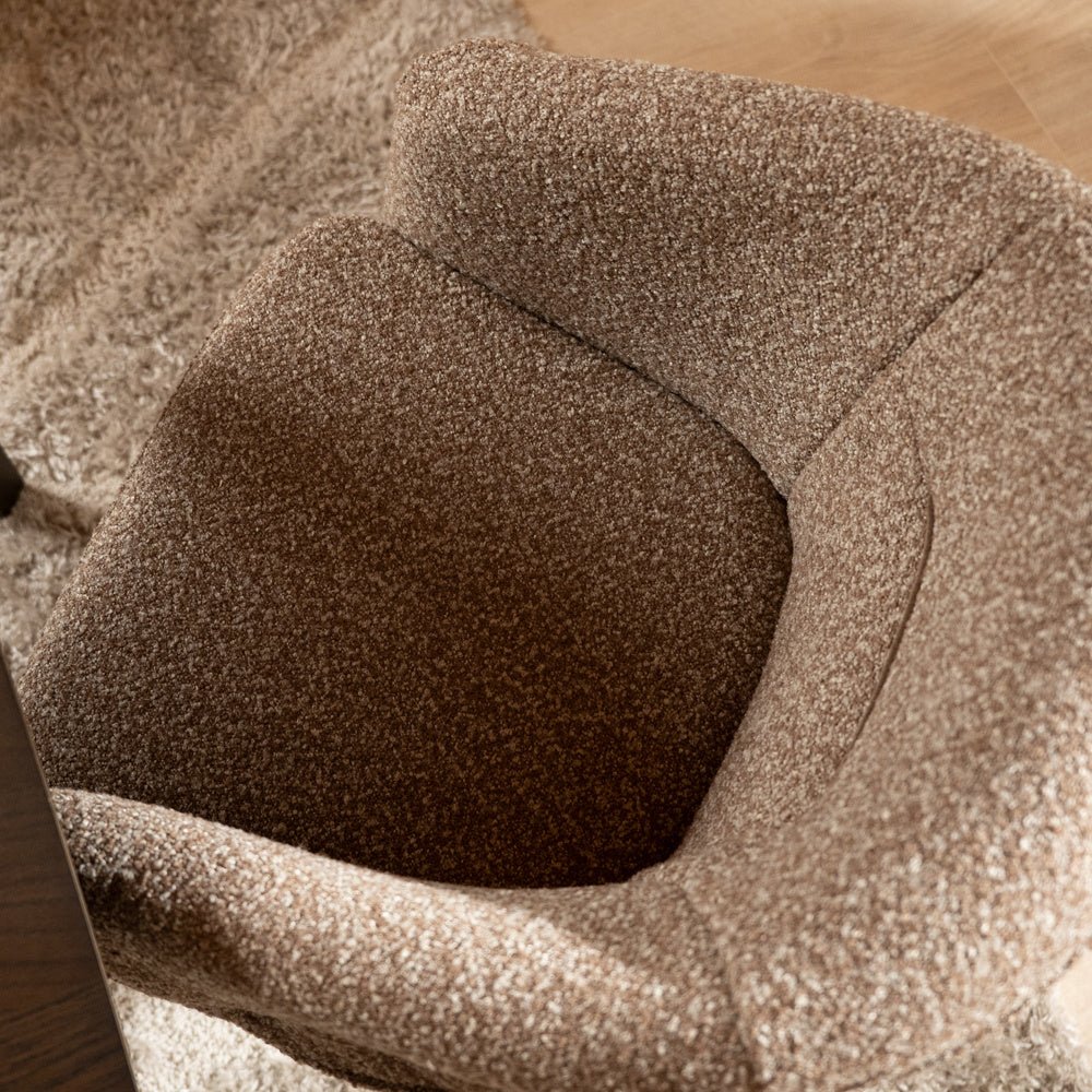 Eetkamerstoel Riley draaibaar bouclé bruin Bouclé