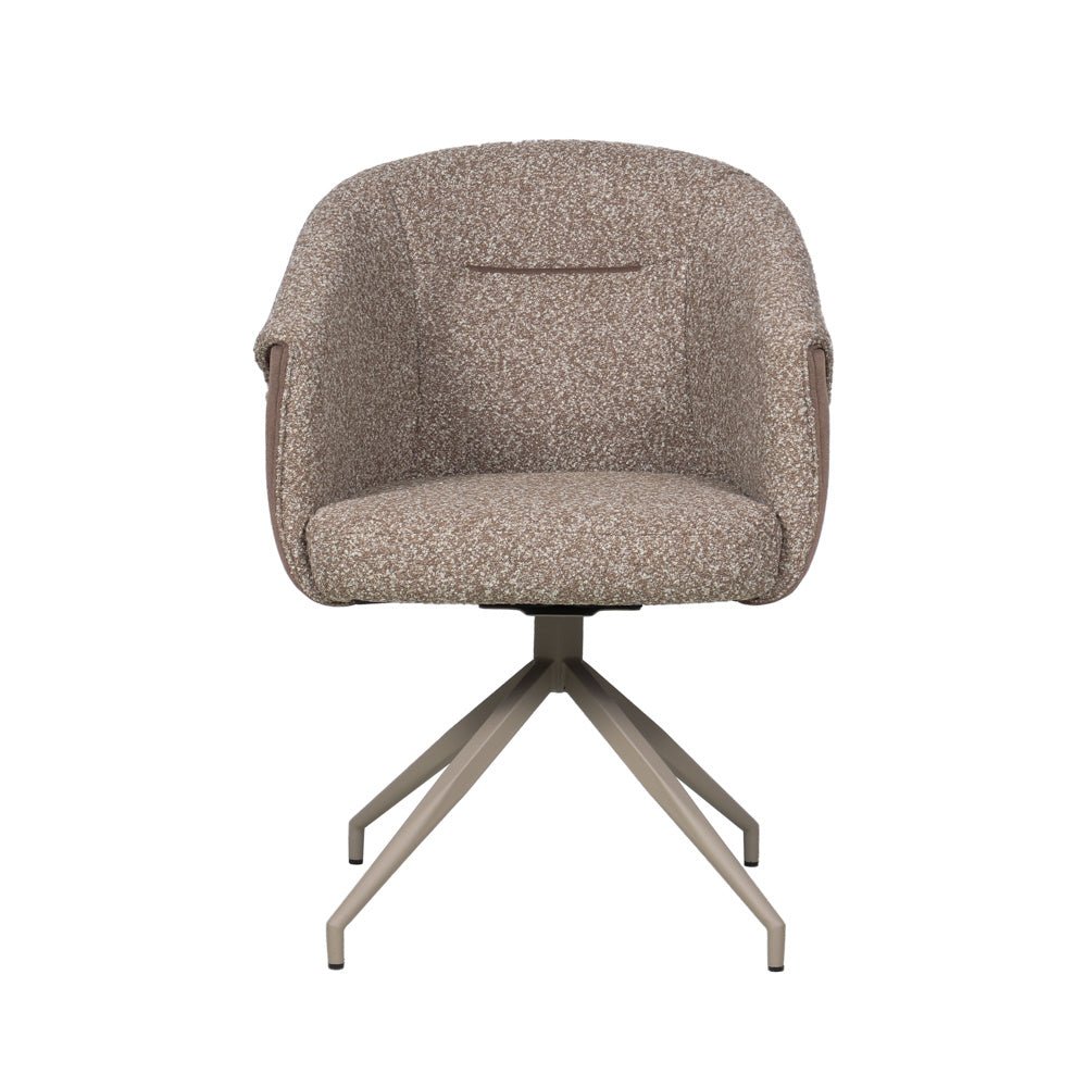 Eetkamerstoel Riley draaibaar bouclé bruin Bouclé