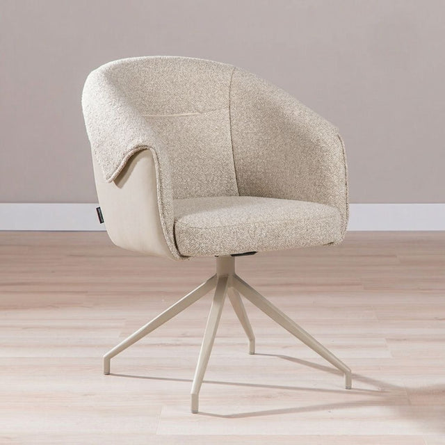 Eetkamerstoel Riley draaibaar bouclé taupe Bouclé