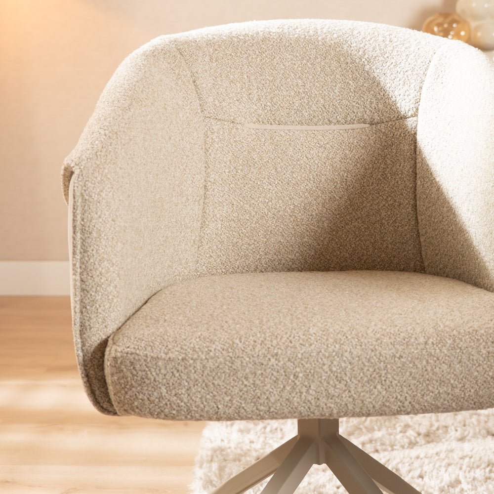 Eetkamerstoel Riley draaibaar bouclé taupe Bouclé