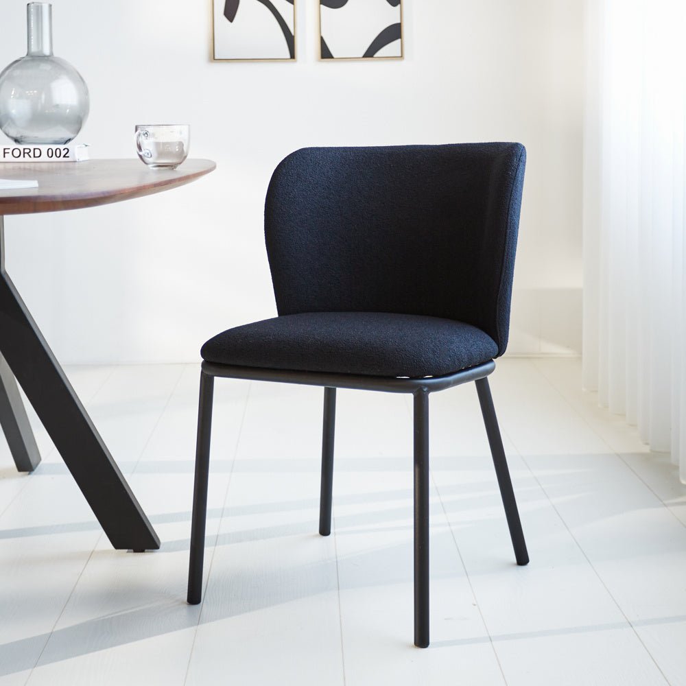 Dining room chair Tess Dimehouse Black LxWxH 65x62x56 Fabric Atmospheric photo diagonal front view