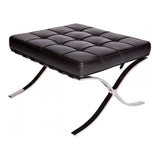 Footstool Expo Premium Dimehouse Black LxWxH 63x62x36 Leather White photo diagonal front view
