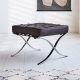 Footstool Expo Premium Dimehouse Black LxWxH 63x62x36 Leather Atmospheric photo diagonal front view