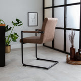 Dining room chair Dean Dimehouse Taupe LxWxH 70x58x57 Fabric Atmospheric photo diagonal rear view